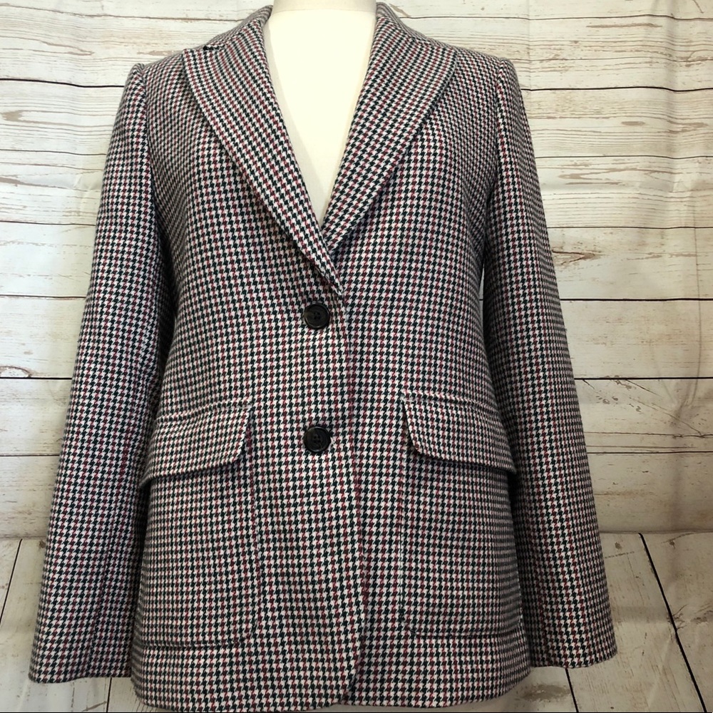 J. Crew Red Green Houndstooth Blazer 6 Nello Gori Christmas Blazer